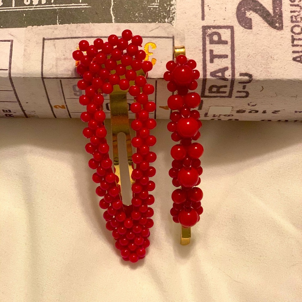Two Red Hair Clips